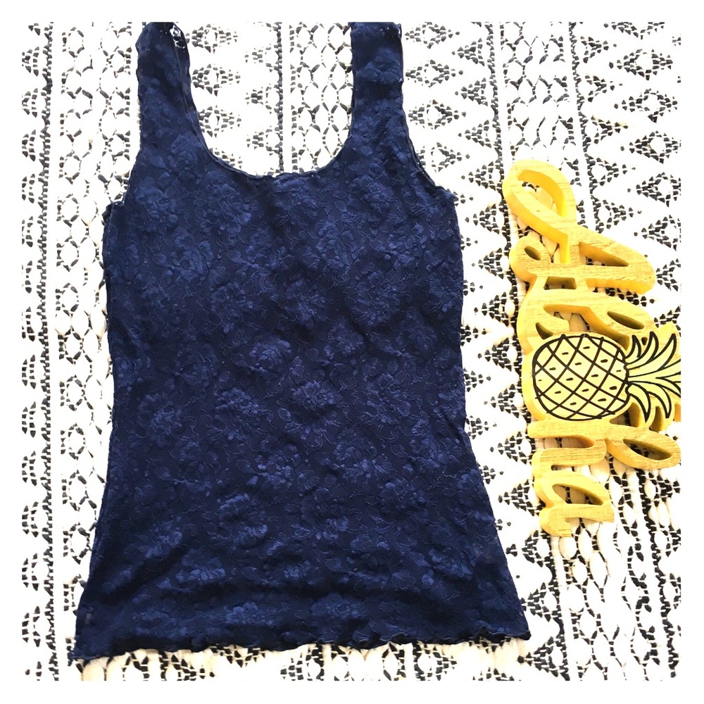 Hanky Panky Navy Lace Tank Top